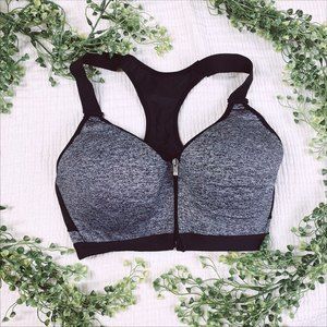 Victoria's Secret VS Sport Charcoal Grey Front Zip Up Sports Bra Lounge Work Out